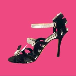 Vintage Manolo Blahnik Stiletto Heels‎ Black And Silver